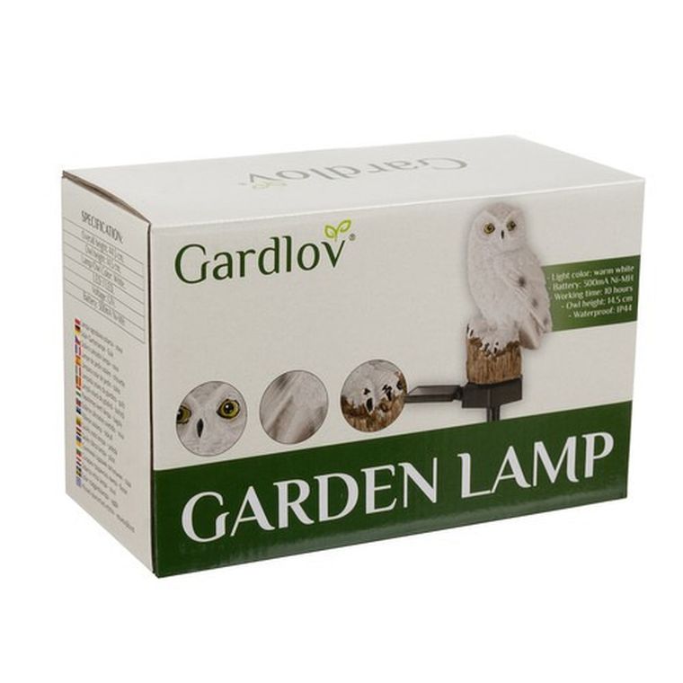 Gardlov, lampa ogrodowa solarna, sowa