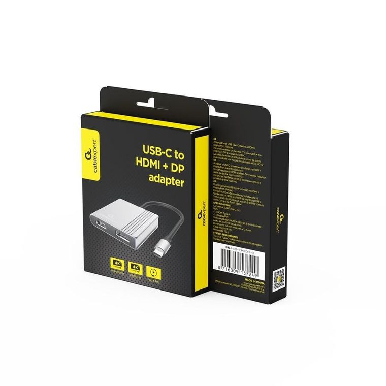 Gembird, adapter, USB-C/HDMI i DP, 4K 60Hz, czarny