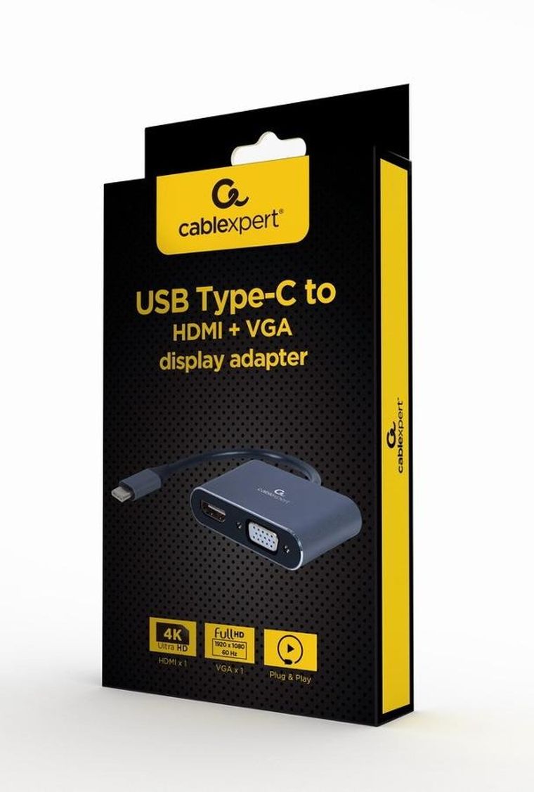 Gembird, adapter, USB-C/HDMI, VGA