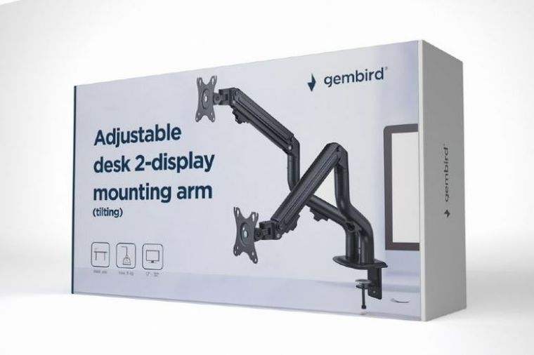 Gembird, uchwyt dla 2 monitorów, regulowany, 17"-32"