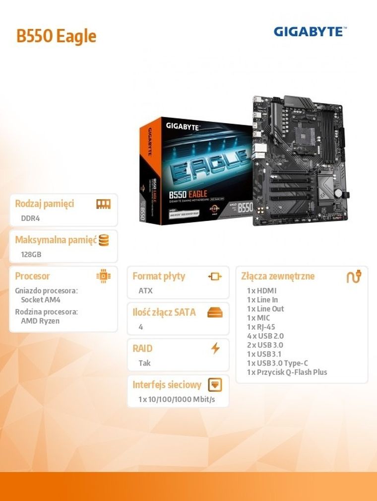 Gigabyte, płyta główna, B550 EAGLE
