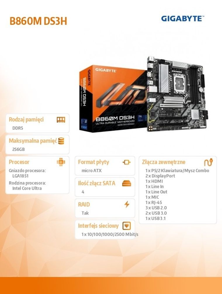 Gigabyte, płyta główna, B860M DS3H