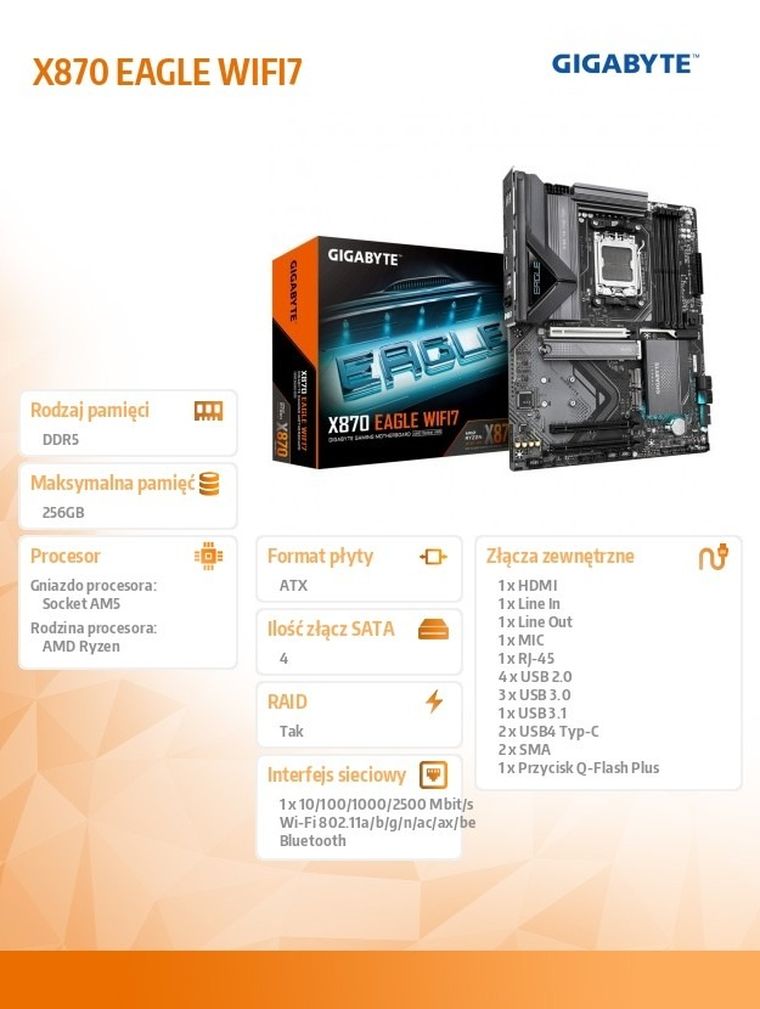 Gigabyte, płyta główna, X870 EAGLE WIFI7