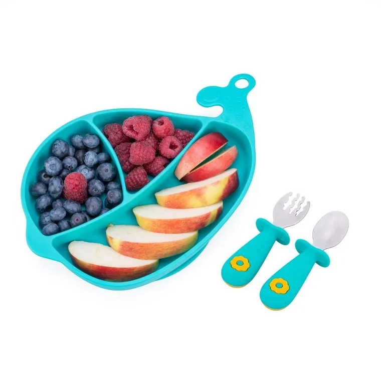 GiliGums, Wieloryb, zestaw: talerz ze sztućcami, morski