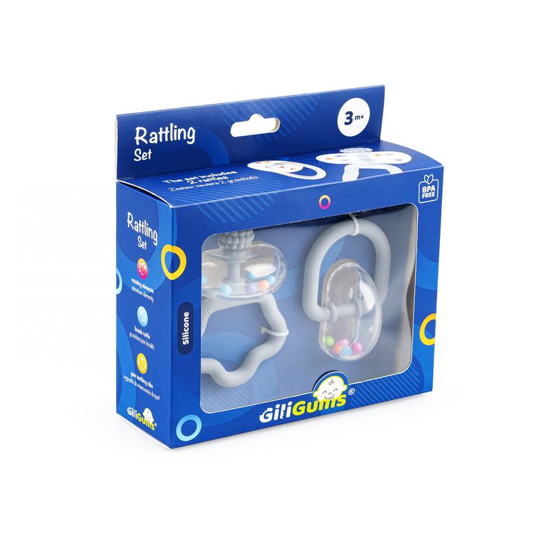 GiliGums, zestaw grzechoczący, szary