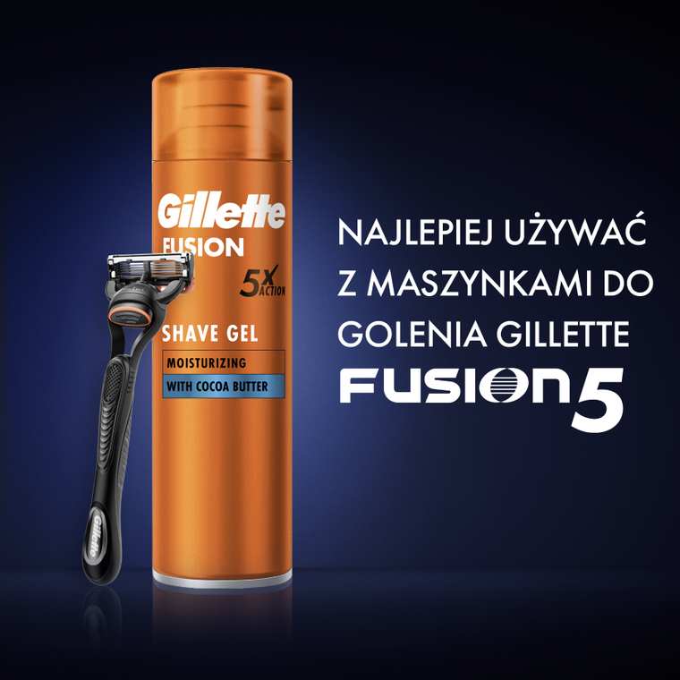 Gillette, Fusion5, intensywnie nawilżający żel do golenia, 200 ml