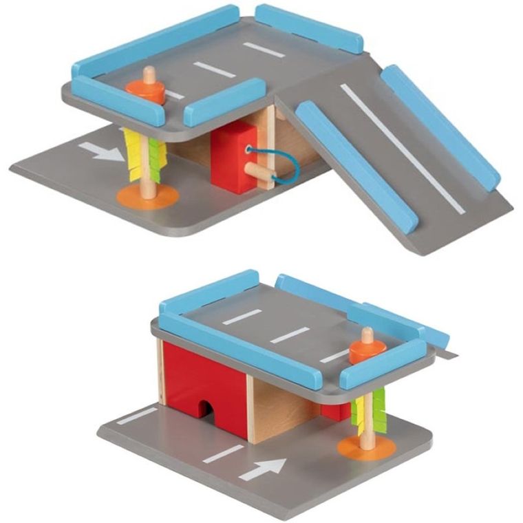 Goki, kompaktowy parking dla autek, drewniany
