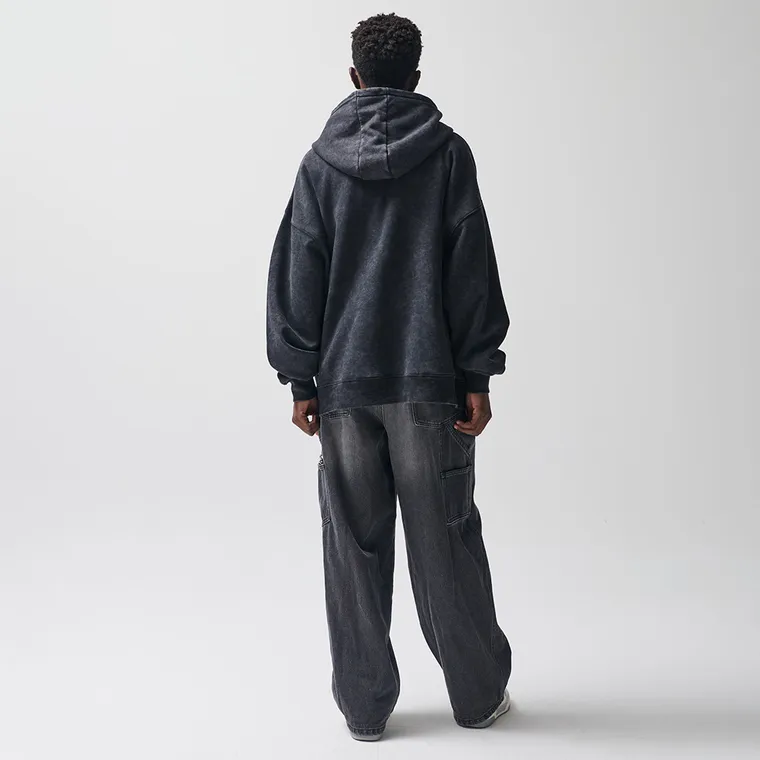 Grafitowa bluza z kapturem unisex o kroju oversize NOWEAR