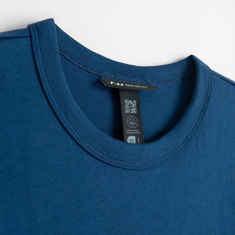 Granatowy bawełniany t-shirt basic NOWEAR