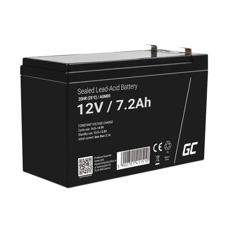 Green Cell, akumulator żelowy, AGM05, 12V, 7,2Ah
