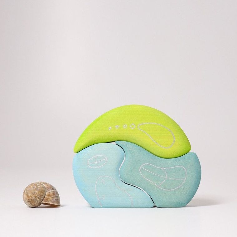 Grimm's, domek krasnoludków, klocki drewniane, niebieski