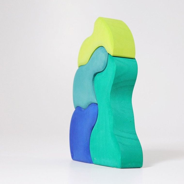 Grimm's, kształty wodne, klocki drewniane, niebieskie