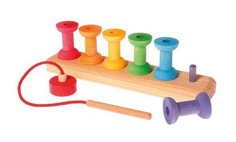 Grimm's, szpulki na drewnianej podstawie, sorter, 6 szt.