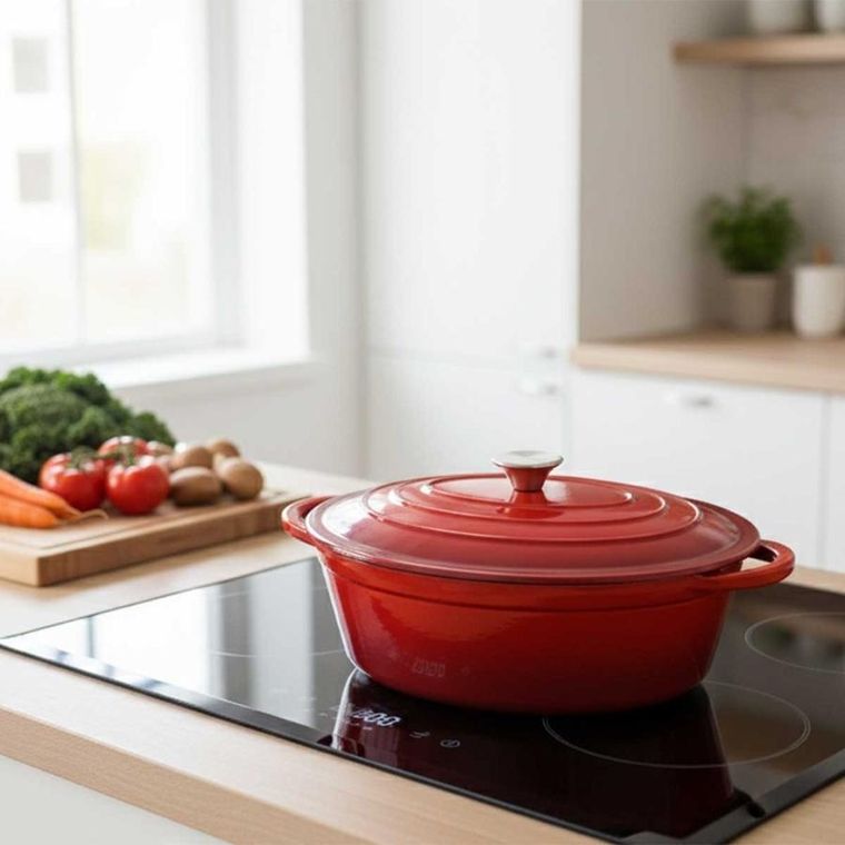 Hage, brytfanna żeliwna, emaliowana, gęsiarka, czerwona, 6l