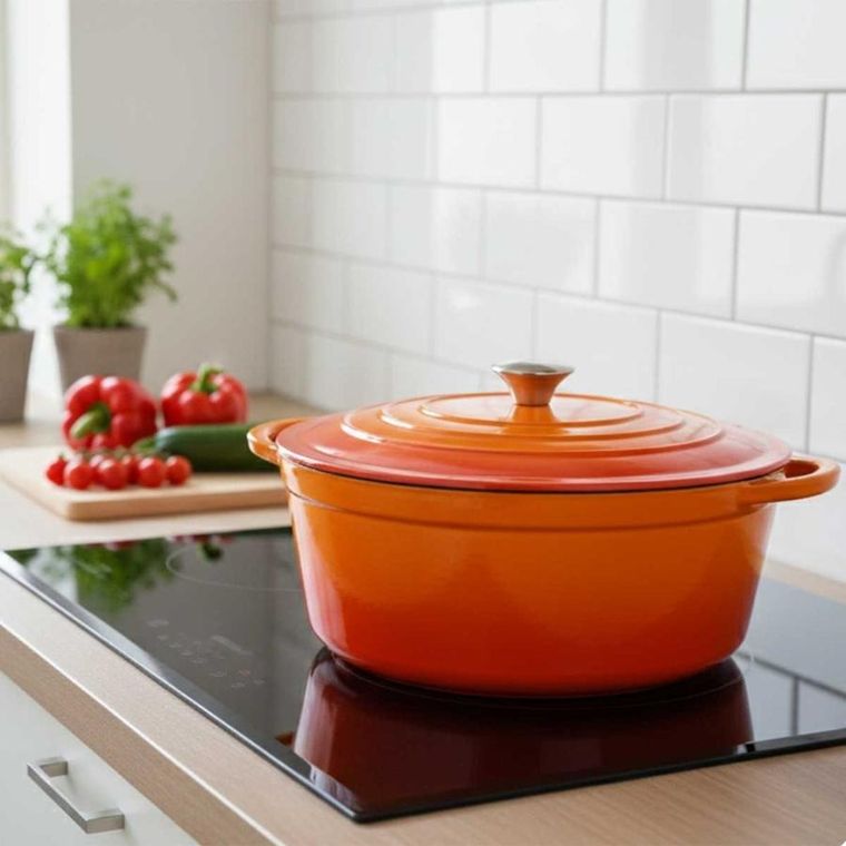 Hage, emaliowana brytfanna żeliwna, gęsiarka, pomarańczowa, 6l