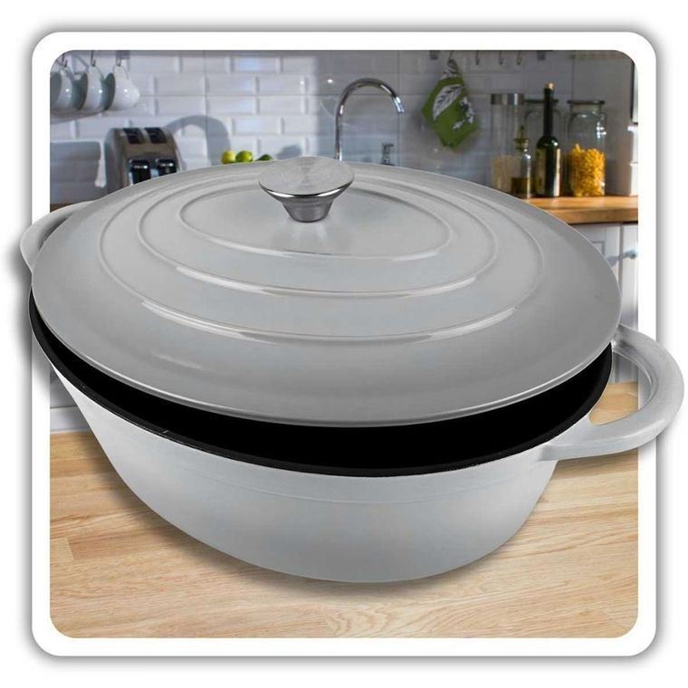 Hage, emaliowana brytfanna, żeliwna, szara, 6l