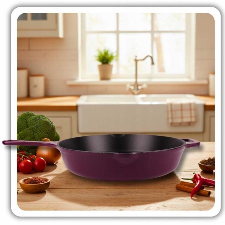 Hage, emaliowana patelnia żeliwna, fioletowa, 26 cm