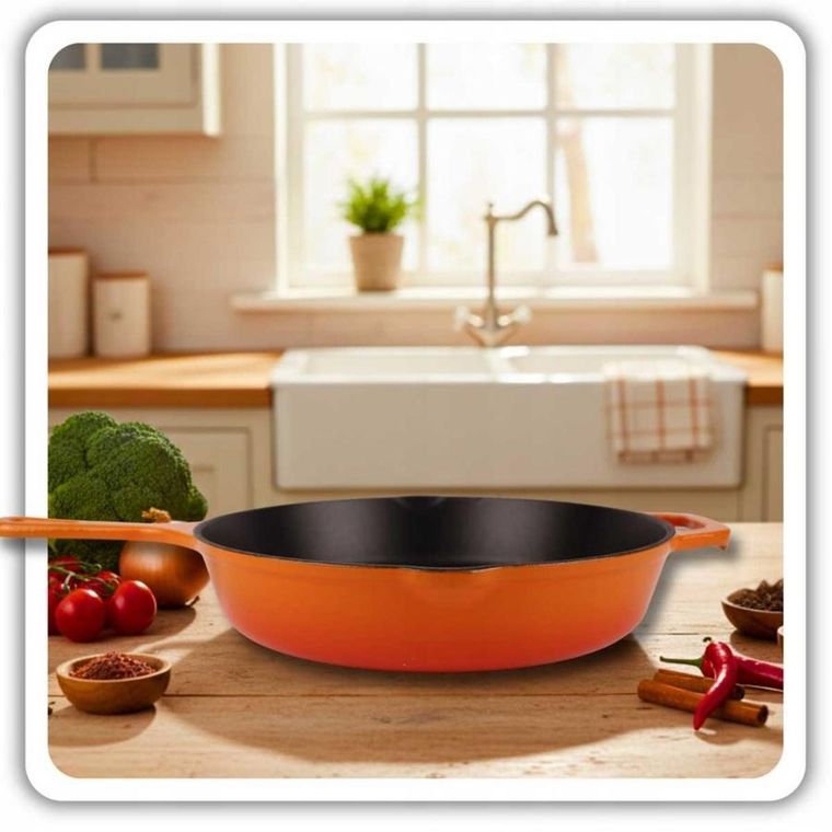 Hage, emaliowana patelnia żeliwna, pomarańczowa, 26 cm