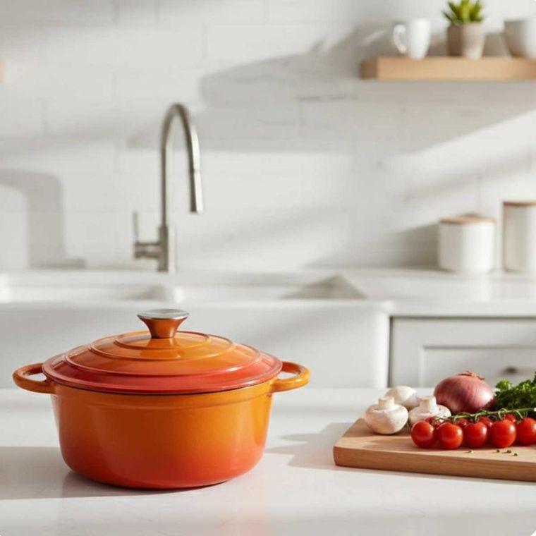 Hage, emaliowany garnek żeliwny, pomarańczowa, 22 cm, 3l