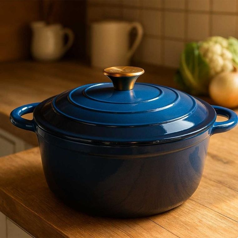 Hage, garnek żeliwny, emaliowany, niebieski, 24 cm, 4l