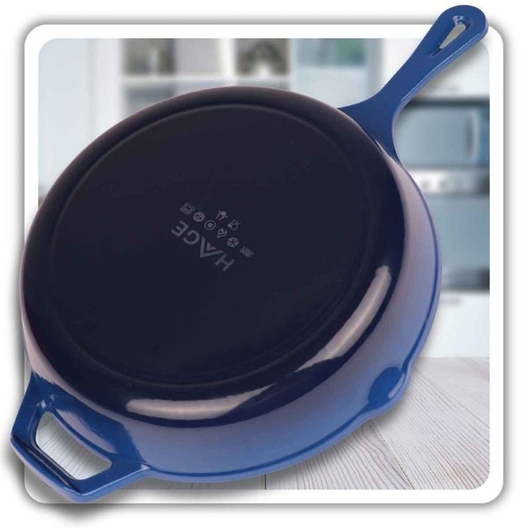 Hage, patelnia żeliwna, emaliowana, niebieska, 26 cm