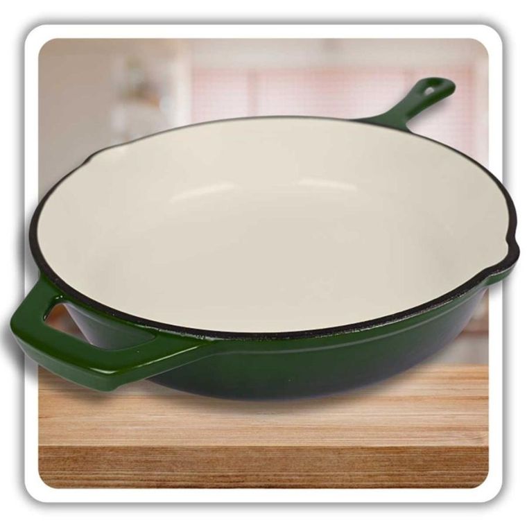 Hage, patelnia żeliwna, emaliowana, zielona, 26 cm