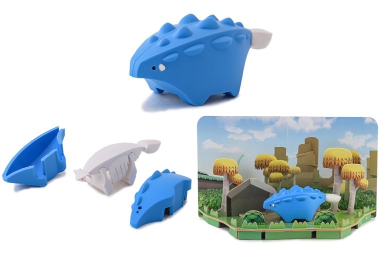 HalfToys, magnetyczna figurka do składania z makietą, Dinozaur Ankylozaur, 5 elementów