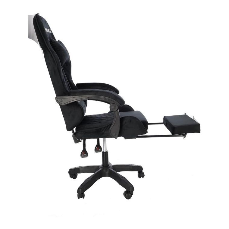 HaloFuture, fotel gamingowy, z podnóżkiem, czarny