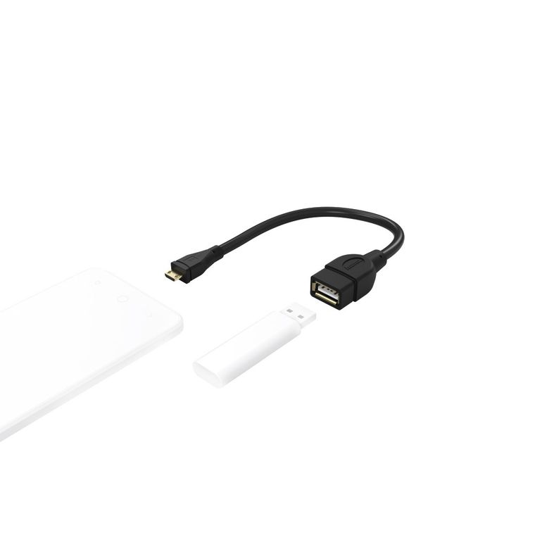 Hama, kabel OTG USB A gniazdo / micro B wtyk, 15 cm, czarny