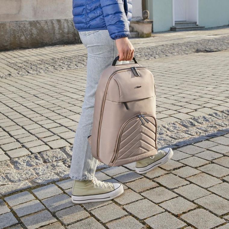 Hama, plecak szkolny, premium, przegroda na laptopa, beżowy