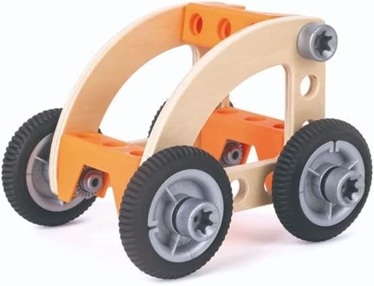 Hape, zestaw samochodowy, klocki konstrukcyjne, 37 elementy