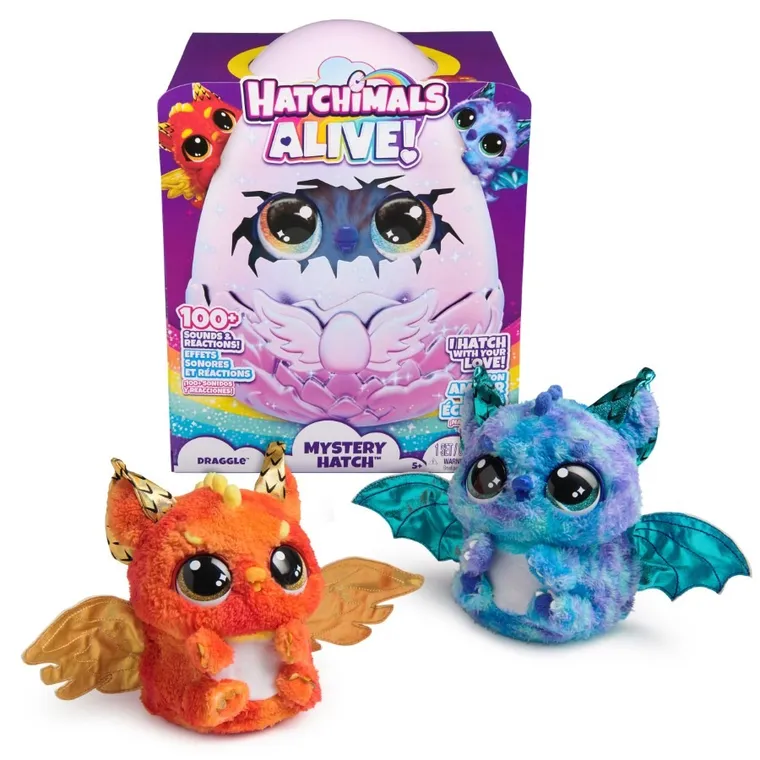 Hatchimals, Mystery Hatch, Draggle, smok, maskotka interaktywna w jajku