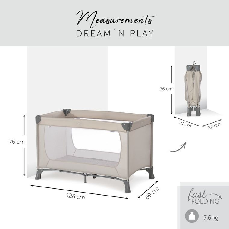 Hauck, Dream N Play, łóżeczko turystyczne, Beige