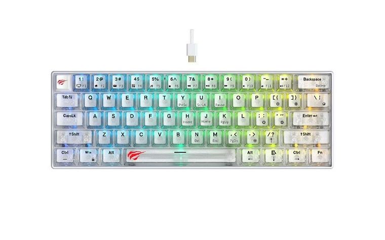 Havit, klawiatura gamingowa, biel transparentna, KB903L