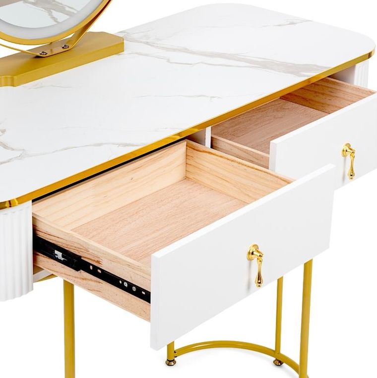 Hedo, Verdrid, toaletka kosmetyczna z lustrem LED, z krzesłem, biała, 100 cm