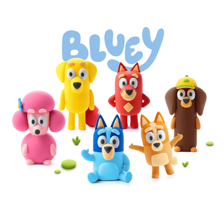 Hey Clay, Bluey, masa plastyczna, 15 szt. + królik i błazenek GRATIS, zestaw promocyjny