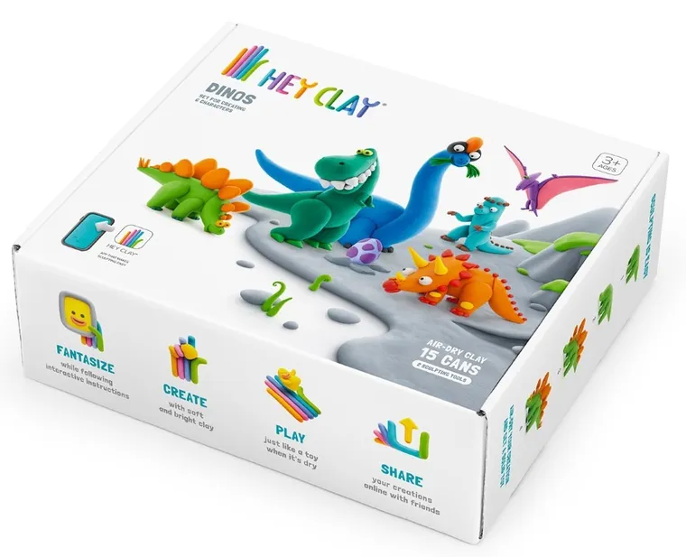 Hey Clay, Dinozaury, masa plastyczna, 15 szt.