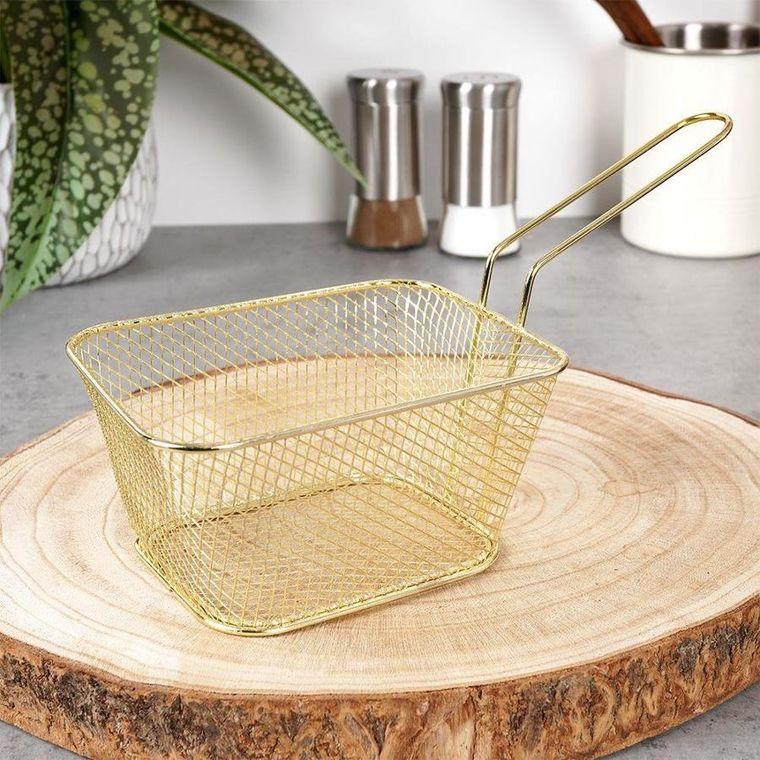 Hit, koszyk do serwowania smażenia frytek przekąsek, stalowy, złoty