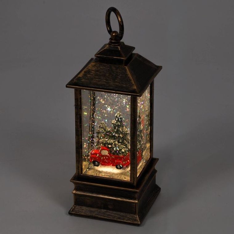 Home Styling Collection, dekoracyjny lampion świąteczny LED z wodą i brokatem, 23 cm