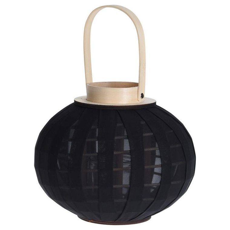 Home Styling Collection, lampion ze szklanym wkładem, czarny, 22-24 cm