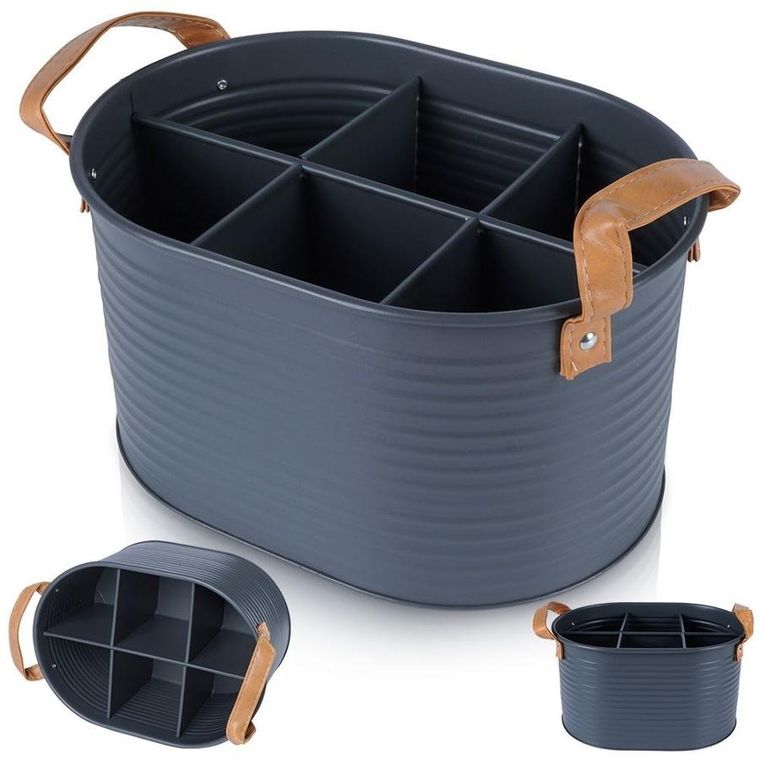 Home Styling Collection, skrzynka na butelki, metalowa, szara