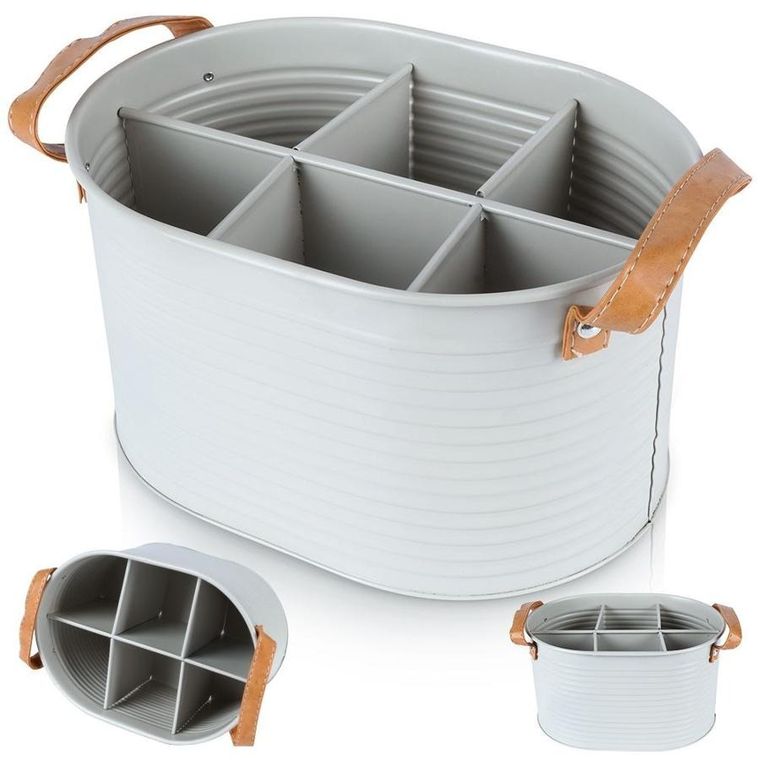 Home Styling Collection, skrzynka na butelki, metalowa, szara