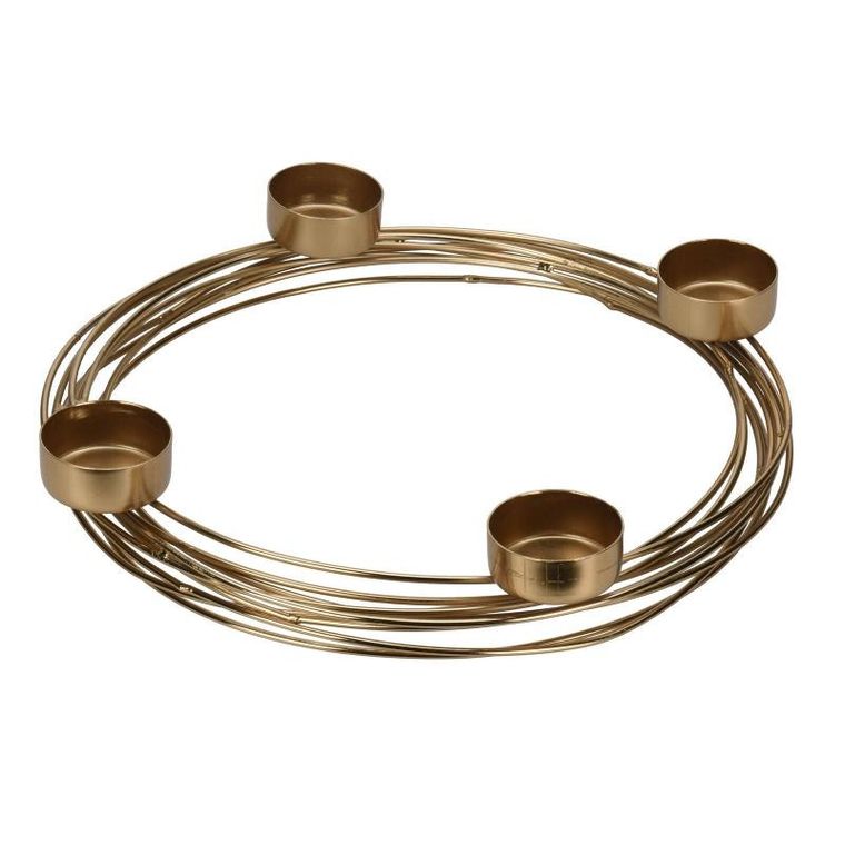 Home Styling Collection, świecznik metalowy, złoty na 4 świeczki, 28-3.5 cm