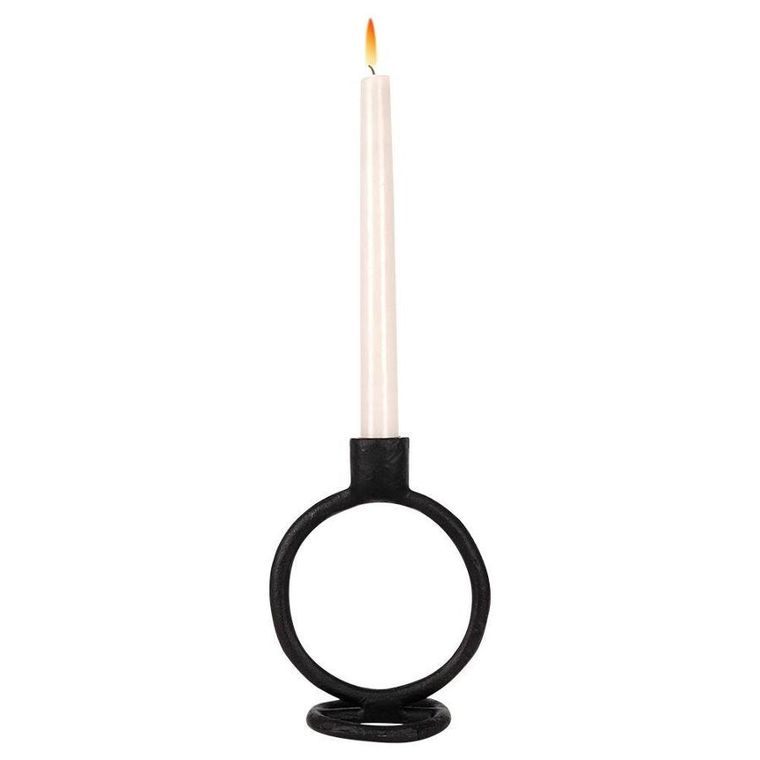 Home Styling Collection, świecznik na długą świeczkę, aluminiowy czarny, 15 cm