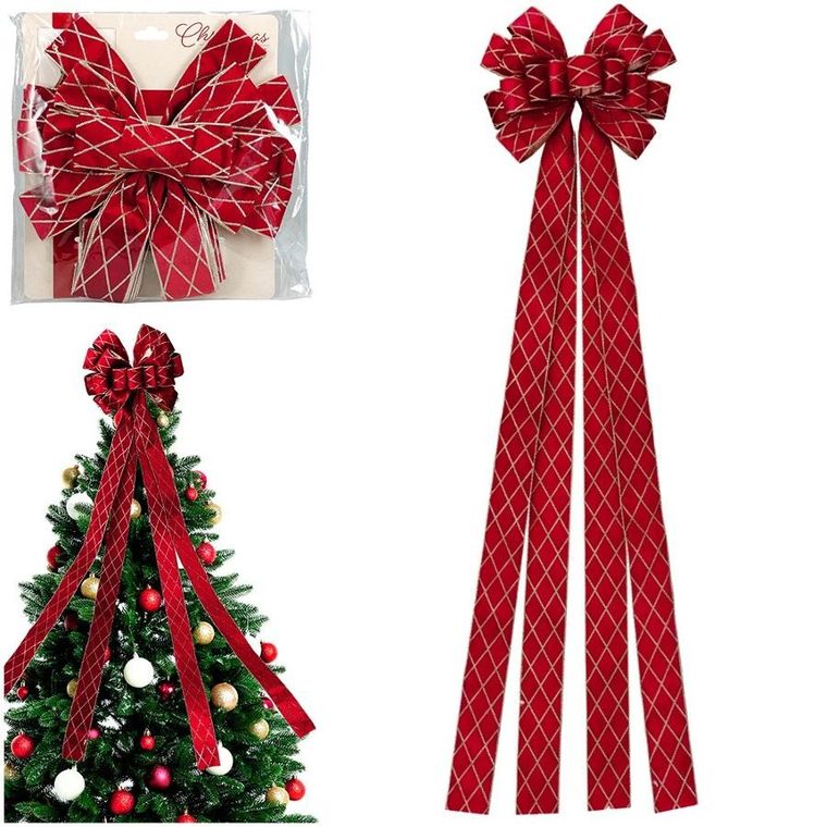 Home Styling Decoration, kokarda dekoracyjna na choinkę, czerwona, 130-33 cm