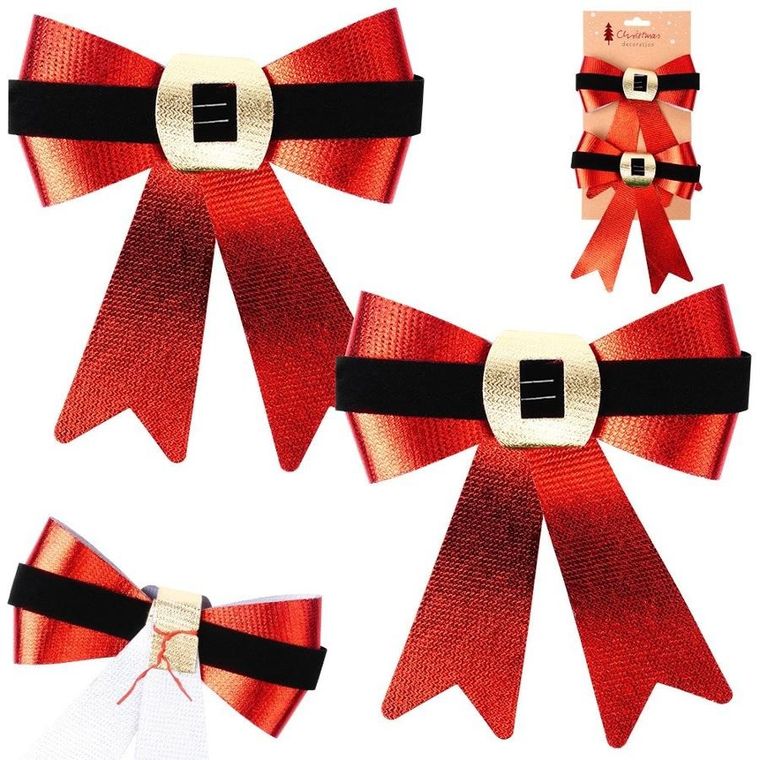 Home Styling Decoration, kokarda dekoracyjna świąteczna, 15-17 cm, 2 szt.