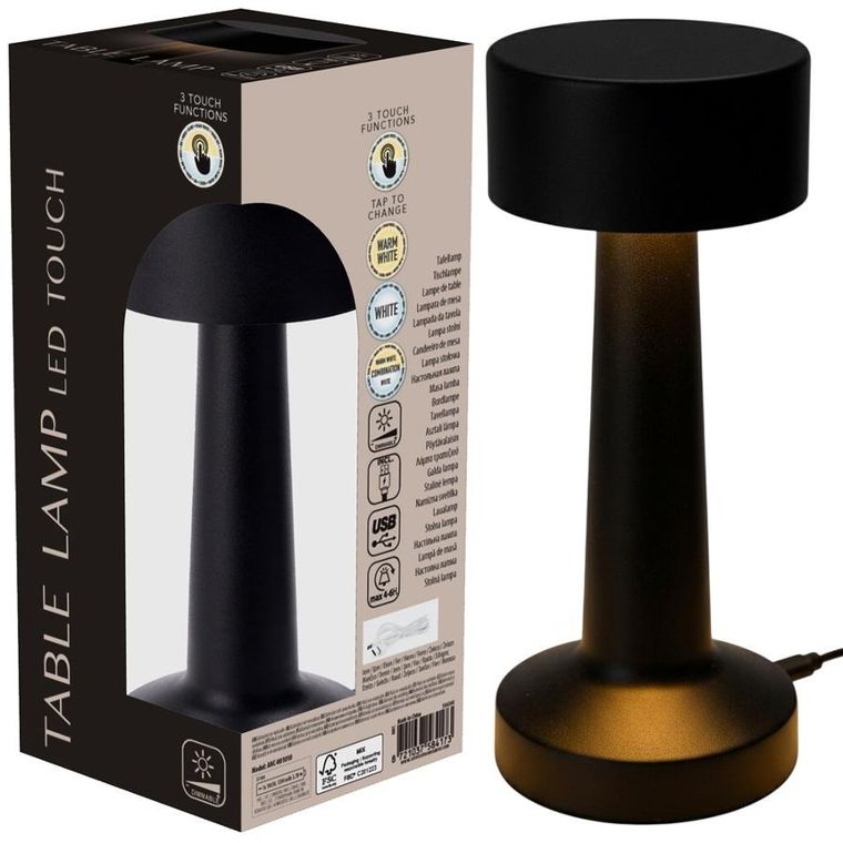 Home Styling Decoration, lampka stołowa, 21 LED, czarna, 21 cm