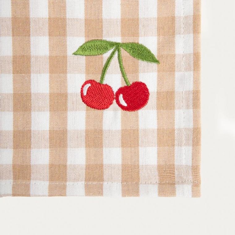 Homla, Abril, bieżnik, beżowy w kratkę z ozdobnym haftem, 40-160 cm