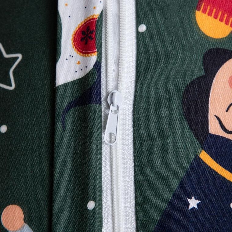 Homla, Aitona, pościel, z mikrofibry zielona z motywem świątecznym, 200-220 cm