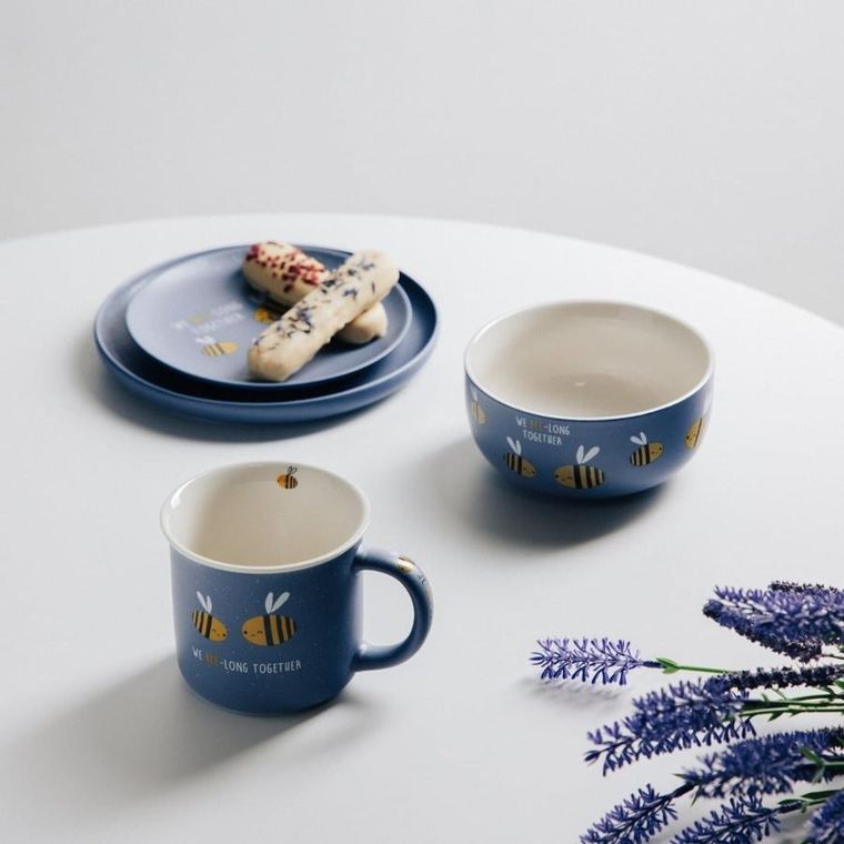 Homla, Annbee, talerz, z pszczołą granatowy, 16 cm